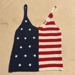 Moon and Madison flag knitted tank top